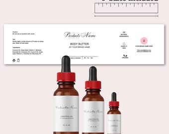 Customizable Product Label Template: Essential Oil, Body Oil (Canva, Digital Download)
