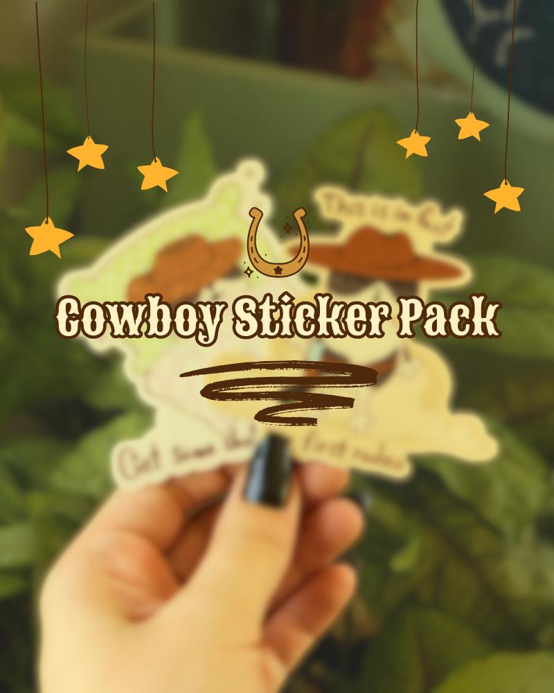 Cowboy Sticker Pack - 2 Cowboy Cat Stickers