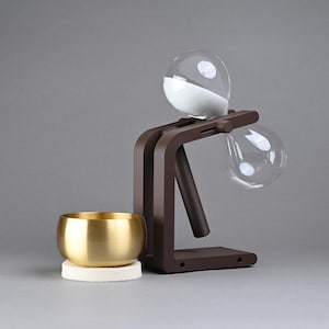 House & Hall Meditation Timer with Handmade Hourglass and Japanese Orin Bell or Tibetan Singing Bowl