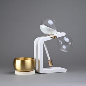 Analog Meditation Timer with Handmade Hourglass & Japanese Orin Bell or Tibetan Singing Bowl