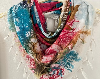 Floral Turkish Cotton Hijab Scarf, Muslim Head Scarf