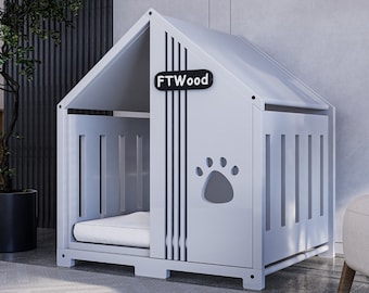 Modern White Plywood Dog Crate: Elegant Indoor Dog House, Free Customization