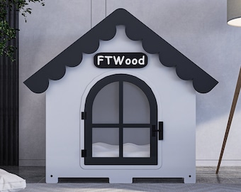 Modern White Plywood Dog Crate: Elegant Indoor Dog House, Free Customization