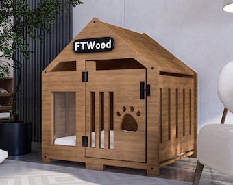 Modern Wooden Dog Crate: Elegant Indoor Dog House,