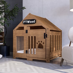 Modern Dog Crate, Brown Elegant Wooden Dog House with Free Customization, Small to Extra Large Sizes, Luxury Indoor Dog House