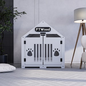 Modern Dog Crate, White Elegant Wooden Dog House with Free Customization, Small to Extra Large Sizes, Luxury Indoor Dog House