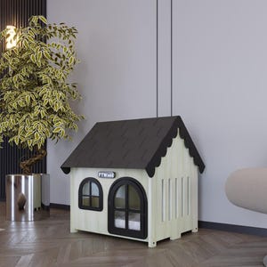 Modern Dog Crate, Anthracite House Roof Elegant Wooden Dog House with Free Customization, Small Sizes,Luxury Indoor Dog House