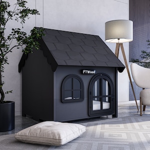 Modern Wooden Dog Crate: Anthracite Roof, Free Customization - Etsy