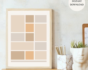 Squares Geometric Neutral Tones Original Abstract Printable Art, INSTANT DOWNLOAD, Home Design, Ivory and Neutral Printable Wall Art MAP02