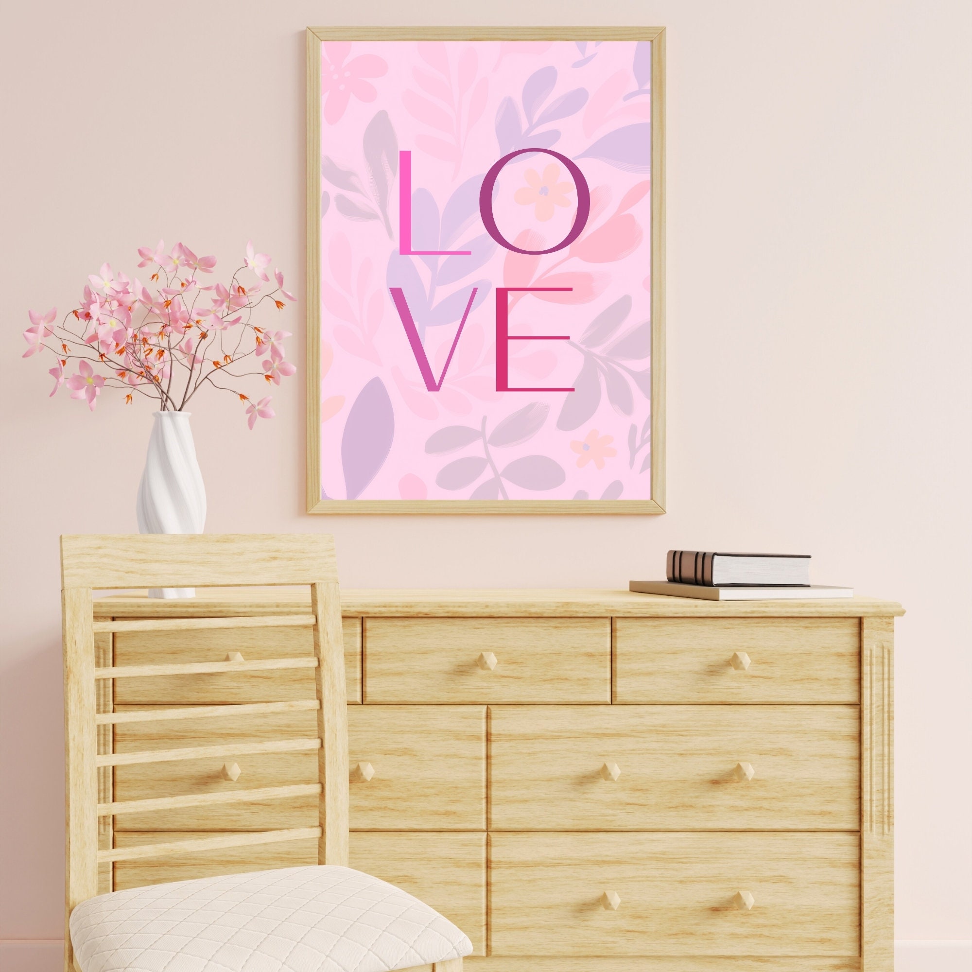 Pastel Pink LOVE Word Art Printable Poster , INSTANT DOWNLOAD, Wall ...