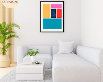 Bright Colors Abstract Art Print: Geometric Wall Decor (Digital Download)
