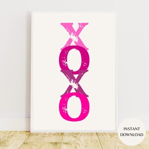 Moderne XOXO Umarmungen und Küsse abstrakte druckbare Wandkunst, sofortiger DOWNLOAD, romantische Kunst, trendiges Liebesplakat für Schlafzimmer oder Schlafsäle PLAN09