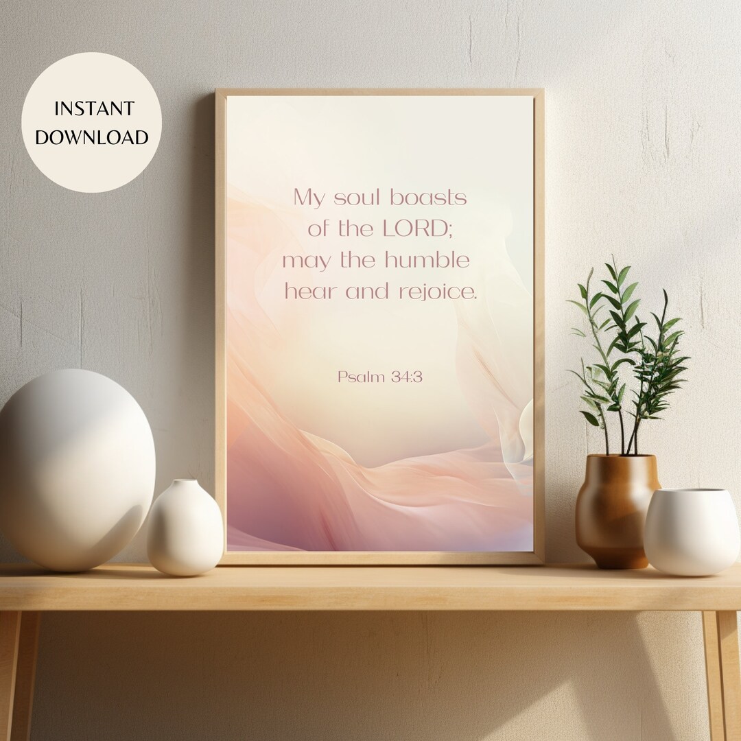 Psalm 34:3 Bible Quotes Printable Wall Art, INSTANT DOWNLOAD, Religious ...