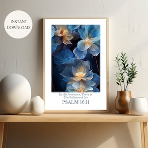 Psalm 16:11 Bibel-Vers-Plakat Botanische druckbare Wandkunst, SOFORT-DOWNLOAD, Blumen-Bibel-Vers-Kunst, religiöse christliche Hauskunst LANDKARTE