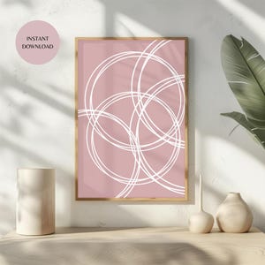 Rose Rosa Kreis Minimalistische geometrische abstrakte druckbare Kunst, Druck für Schlafsäle, Schlafzimmer und Wohnzimmer SOFORTIGER DOWNLOAD PLAN09