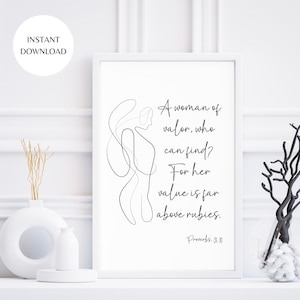 Proverbs 31 Woman of Valor Print: Christian Wall Art (Digital Download)