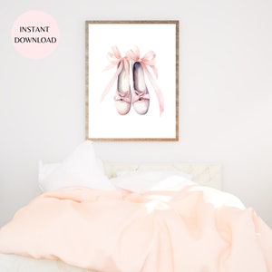 Arte para imprimir em sapatilhas de balé: sapatilhas de ponta rosa preppy (download digital)