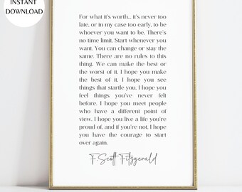 F. Scott Fitzgerald Quote Print: Minimalist Typography Art (Digital Download)