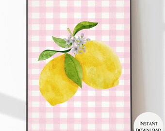 Estampa de Limões Vichy Rosa: Decoração de Dormitório Feminino (Download Digital)