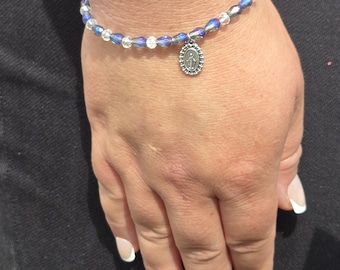 Women's Blue with Crystal Rosary Bracelet