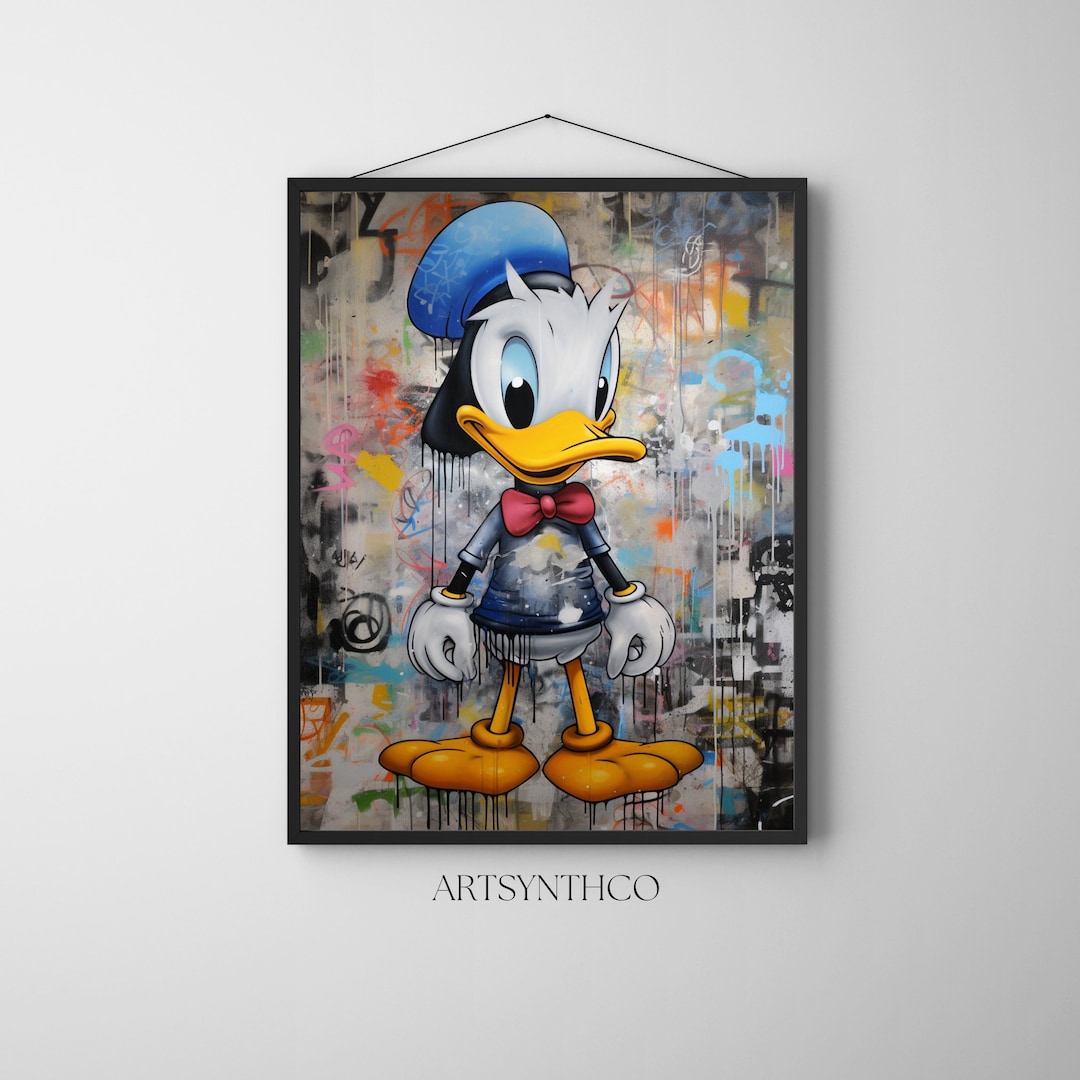 Donald Duck Framed Picture, Graffiti Wall Art, Cartoon Character, Wall