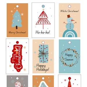 Weihnachts Tags Blau Weiß Rot Orange Illustrative Tags Für Geschenke Geschenke Tags Feiertage Saison Party Ausschnitte DFY Printable Design Wrapper Best