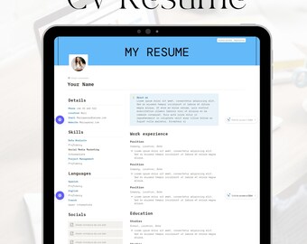 resume cv notion template