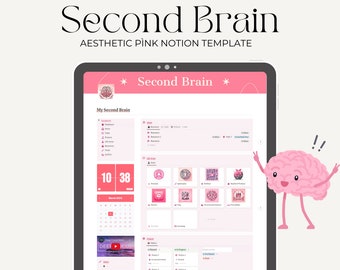 Aesthetic Pink Second Brain Notion Template