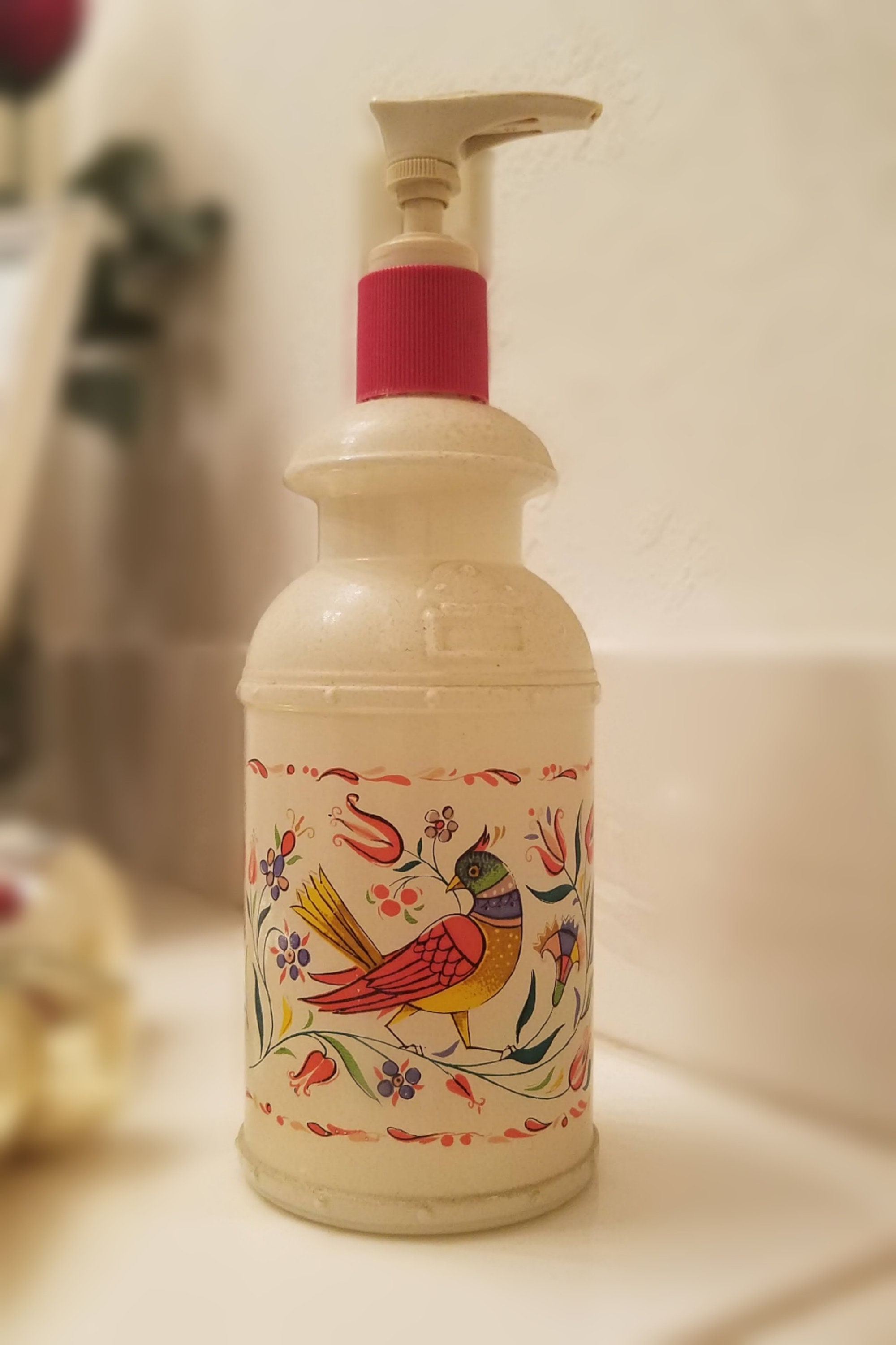 BAOJI Copper Red Porcelain Soap Dispenser Bird