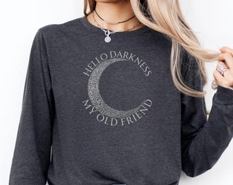 Hello Darkness My Old Friend Shirt, Song Lyric Shirt, Sound of Silence, Dark Punk Shirt, Music Lover Tee
