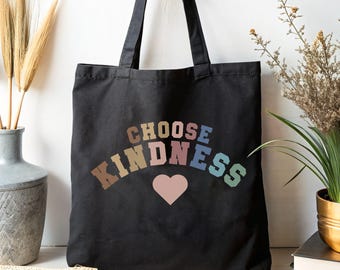 Choose Kindness Cotton Canvas Tote Bag, Eco-Friendly Shopping Tote, Gift for Nature Lovers, Reusable Grocery Bag, Unique Tote Bag