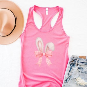 Coquette Bow Bunny Ears Shirt, Cute Bunny Tank Top For Women, Rabbit Tee, Coquette Easter, Bunny and Bows Cute Easter Shirt, Easter Gift
