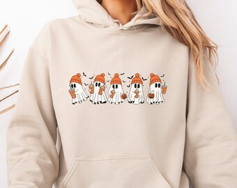 Halloween Ghosts and Coffee Shirt, Halloween Ghost Tshirt, Fall Sweatshirt, Coffee Lover Sweatshirt, Halloween Gift, Ghost Sweatshirt