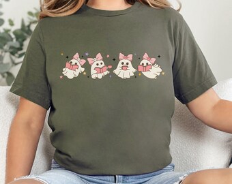 Ghosts Reading Books Women's Tee, Cute Book Lover Gift, Bookish Shirt, Gift for Book Lover, Bibliophile Shirt, Funny Bookish Tee