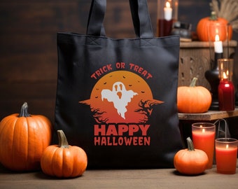 Halloween Trick or Treat Bag, Ghost Tote Bag, Candy Bag, Halloween Tote Bag, Trick or Treat Tote, Canvas Tote Bag