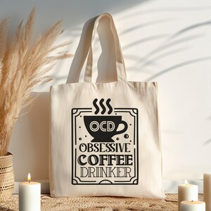 Sacola do amante do café, presente para o amante do café, sacola do amante do livro, sacola do professor, sacola grande da lona, sacola reutilizável