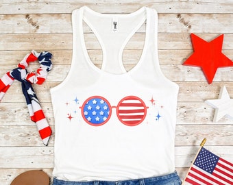 Canotta da donna per il 4 luglio, canottiere per il Labor Day per donna, canottiere America, canottiera Freedom, maglietta patriottica USA, festa dell'indipendenza