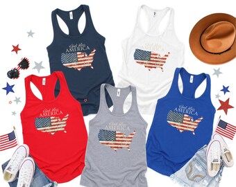 Canotta da donna God Bless America per il 4 luglio, maglietta del Labor Day per donna, canottiere America, canotta Freedom, maglietta patriottica USA