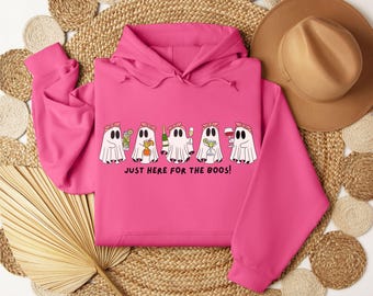 Funny Halloween Ghost Sweatshirt, Just Here For The Boos Cute Ghost Sweater, Womens Halloween Sweater, Cute Fall Shirt, Spooky Season Shirt