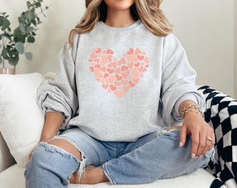 Sudadera con corazón de San Valentín para mujer, bonita sudadera con corazón para mujer, camisetas de San Valentín de talla grande