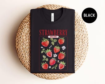 Vintage Style Strawberry Shirt, Graphic Tee for Foodies, Cute Strawberry Gift for Fruit Lovers