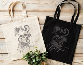 Borsa tote Heart Throb, borsa tote da libro, borse tote divertenti, borsa scheletro, borsa tote da lettura, regalo per amanti dei libri, borsa tote resistente, borsa per libri