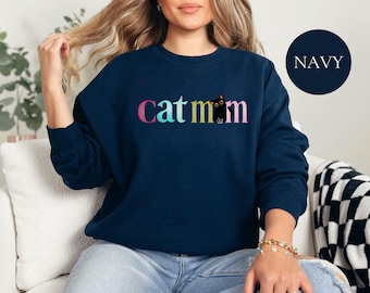 Katzen Mama Sweatshirt, süße Katze Kapuzenpullover, schwarze Katze Sweatshirt, Hoodie für Katzenbesitzer, Geschenk für Katzenliebhaber, Katzenmutter T-Shirt, Katzendame