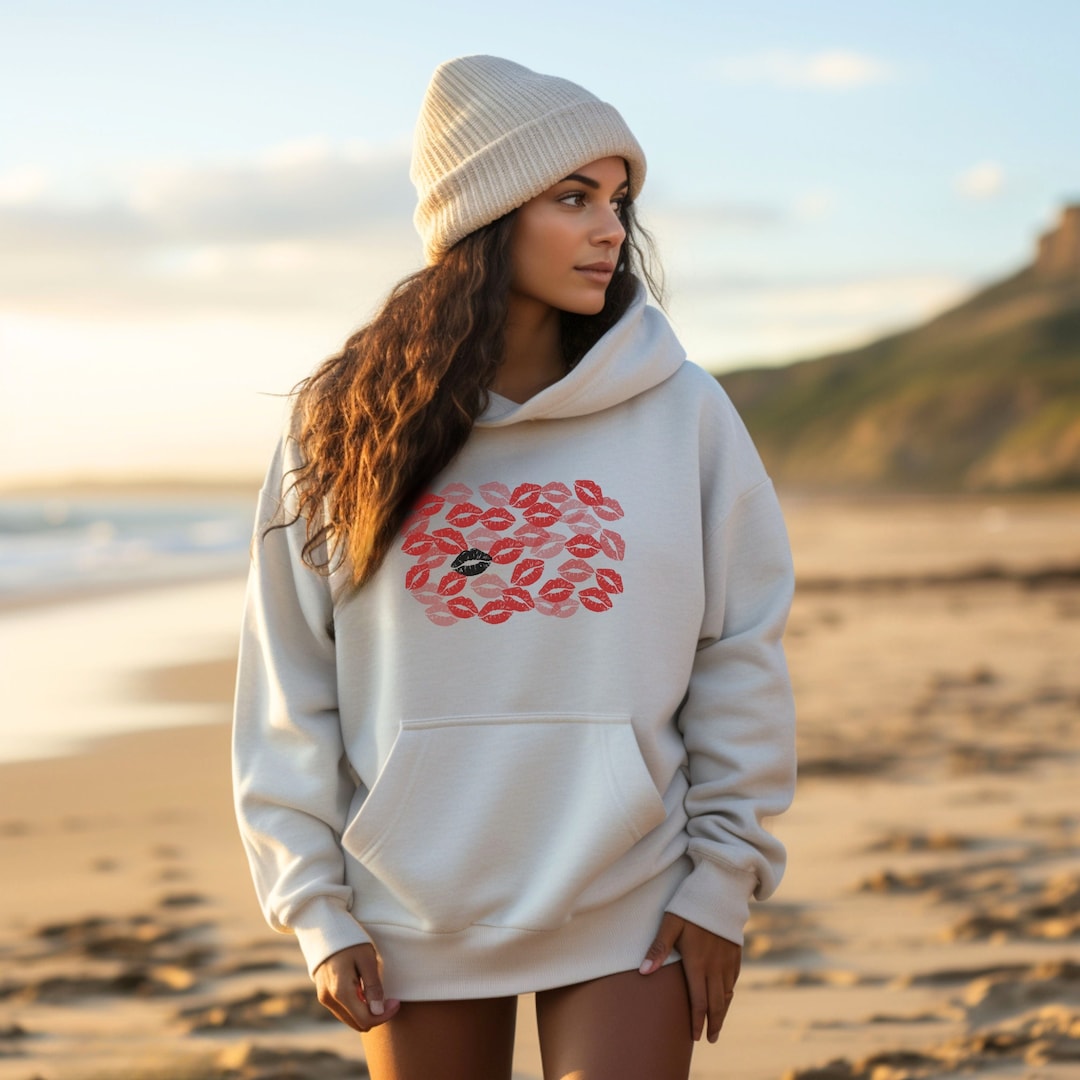 Trendy Lips and Kisses Hoodie, the Boyfriend Kiss Hoodie, Lips