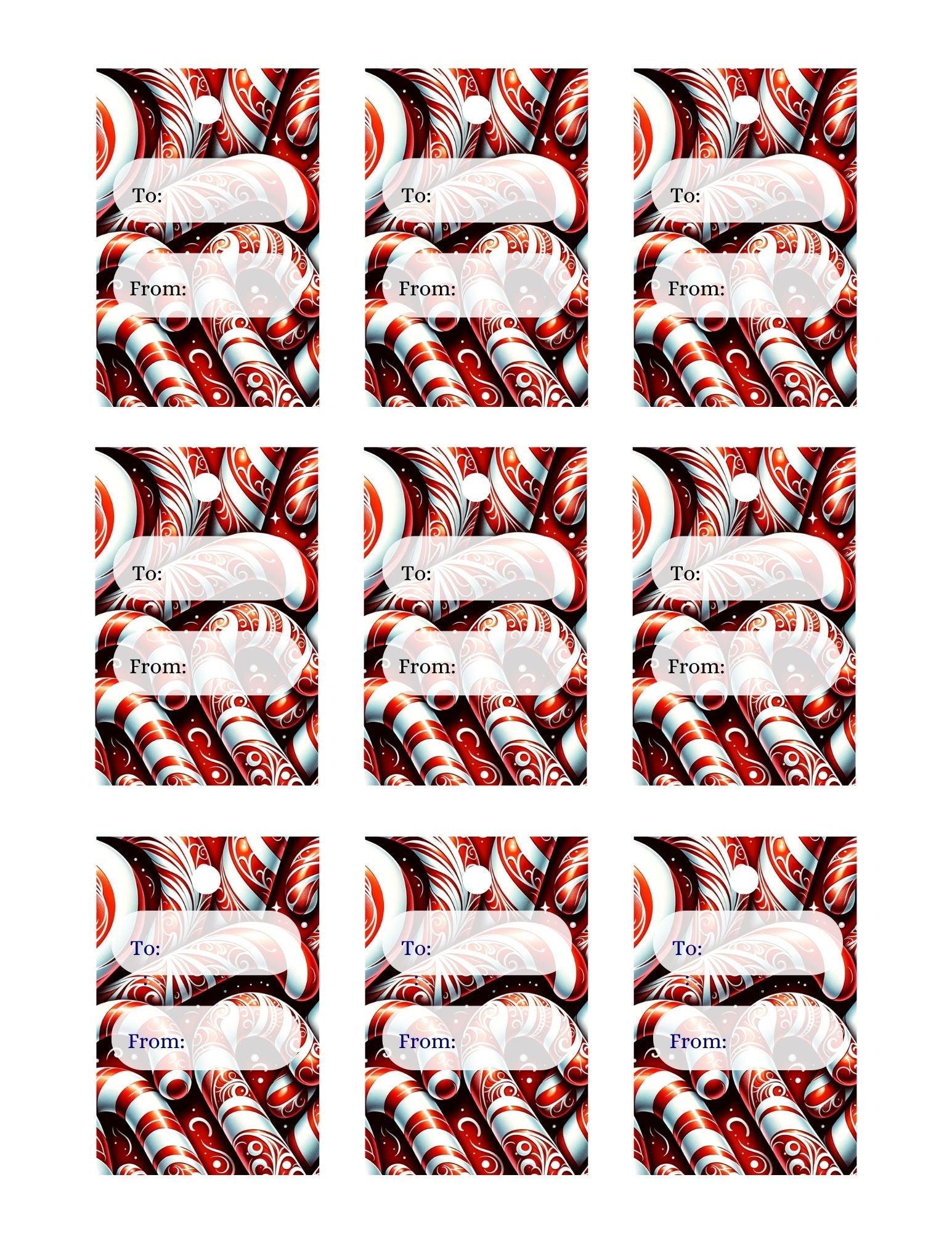 Candy Cane Christmas Gift Tag Printable Christmas Gift Tags Etsy