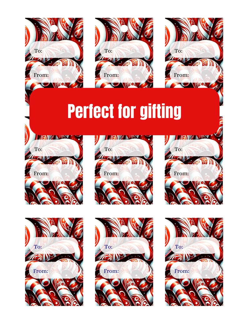 Candy Cane Christmas Gift Tag, Printable Christmas Gift Tags, DIY Gift ...