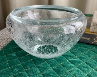 Hand Blown Art Glass Bulicante/Controlled Bubble Vase/Bowl