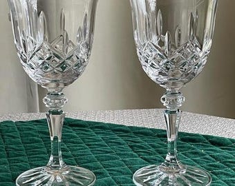 On Sale! - Reduced Set of 2 Irish Crystal Water Goblets - Longford by Galway Discontinued Pattern