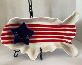USA Chip and Dip Bowl with Patriotic Mugs, Arlington Designs