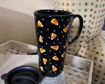 Longaberger Pottery Travel Mug with lid - never used